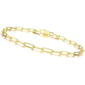 Waitsoul Silver Bracelet for Women 3mm Diamond-Cut Paperclip Chain Bracelet for Men 6.5/7/7.5/8/8.5/9 Inch