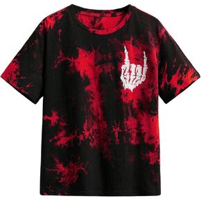 SweatyRocks Boy's Tie Dye Skull Print T Shirts Short Sleeve Crew Neck Graphic Tee Tops
