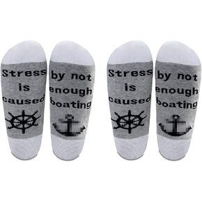 LEVLO Funny Boaters Socks Stress Is Caused By Not Enough Boating Cotton Socks Boating Lovers Gifts