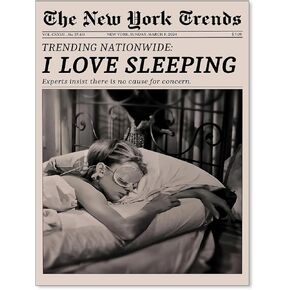 VERENIX Retro Black and White Feminist Wall Art Newspaper Aesthetic Canvas Posters Vintage Funky Girl Sleeping Prints for Girly Dorm Bedroom Wall Decor 12x16 inch Unframed
