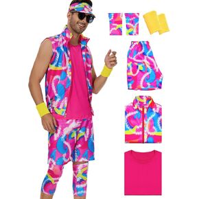 80s Workout Outfit Halloween Leotard Jackets Costumes for Ault Couple Classic Dress up Cosplay Beach Suit