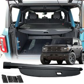 Cargo Cover for Ford Bronco Accessories 2024 2023 2022 2021(4-Door),Retractable Carbon Fiber Texture Trunk Cover Security Sun Shade Privacy Screen(Not fit for Bronco Sport & Bronco 2-Door)