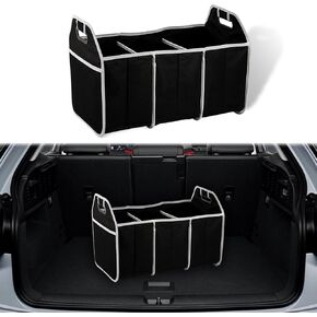 Car Storage Organizer, Automotive Consoles & Organizers, Trunk Organizer, Storage with Reinforced Handles, 3 Compartments Collapsible Trunk Storage Car Interior Accessories Fit for Most Cars