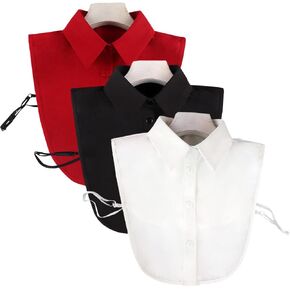 LoudSung Fake Collar Detachable Half Shirt Blouse False Collar Sets Elegant Pure Color for Women Girls 3PCS