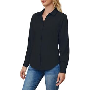 Wrinkle Free Womens Button Down Shirts for Women Long Sleeve Stretch Business Office Formal Work Blouses Tops