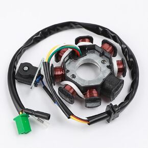 Mokuo DC 8-Poles Magneto Stato includes Pick-up Stator Trigger Made of Copper Fit for Chinese GY6 4-Stroke 152QMI 157QMJ 150cc Engine Scooter Moped Go Kart Jonway Tank JMstar,DC Tape