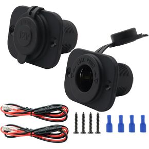 12V 24V Cigarette Lighter Socket Car Camper Boat Truck Motorcycle Waterproof Power Plug 2PCS with 60CM Cables