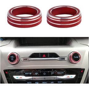 LECART for Explorer Accessories Ford 2023 2022 2021 2020 VOL Tune Knob Covers Red Car Interior Decoration Trims Metal Decal Stickers