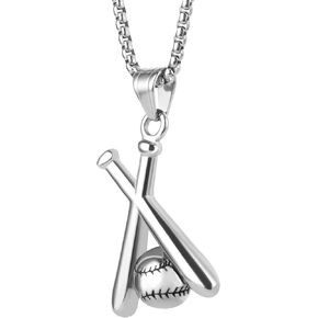 Baseball Pendant for Car Rear View Mirror Decor Stainless Steel Cross Amulet Adult Men Christian Gift, Silver