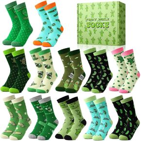 12 Pairs Funny Pickle Socks Gift Novelty Dill Socks with Gift Box Crazy Crew Socks for Women Men Pickle Lovers Accessories Birthday Christmas Favors