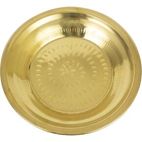 Traditional Handcrafted Brass Puja | Pooja Thali | Arati | Arathi | Arthi | Arti | Arathi | Bartan Thambulam Plate -Thambalam Thali- (9 Inch)