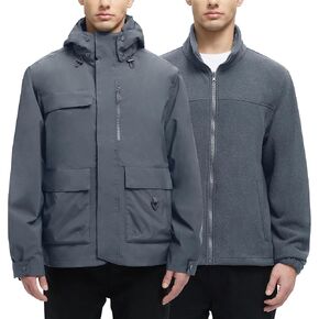 YGREYG Men's 3 in 1 Winter Coats Ski Jacket Winter Warm Snow Puffer Waterproof Outerwear Snowboarding Jackets