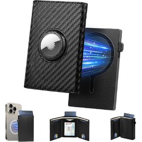Smart AirTag Wallet Card Holder For Men, Magnetic Separation Minimalist Wallet Compatible with phone 11+, Slim Pop up Card Case Wallet with 9-14 Card Capacity, AirTag Wallet with ID Window & Cash Slot