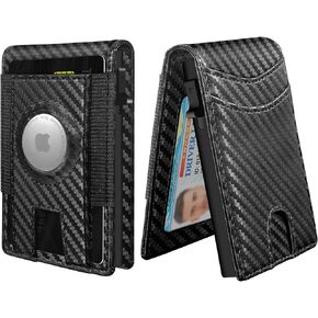 AirTag Wallet - Minimalist Pocket Pop Up Mens Wallet for Apple Air Tag, Bifold RFID Blocking Air Tag Wallets for Men up to 10 Cards Gifts for Him (Air Tag Not included)