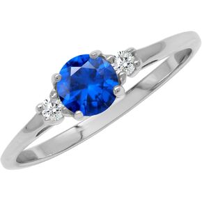 Silvershake Petite Design Round Shape Gemstone Birthstone White Gold Plated or Yellow Gold Plated 925 Sterling Silver Solitaire Promise or Engagement Ring Jewelry for Women