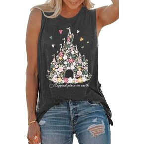 Magic Castle Tank Top for Women Magic Kingdom Graphic Shirt Tops Summer Vacation Vest