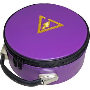 Cryptic Masonic Royal and Select Master Crown Cap Case Purple, Embroidered R&S Emblem | Freemason Hat Carrying Box