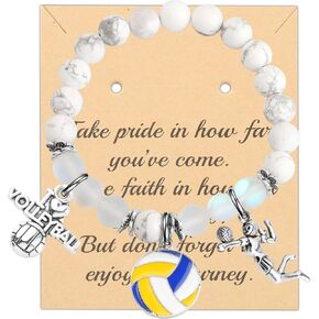 FUSTMW Volleyball Gifts Bracelet Volleyball Player Gifts Volleyball Charm Bracelet Volleyball Coach gifts for Volleyball Team Lover (Volleyball braclet)