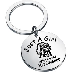 BEKECH Cavapoo Dog Owner Gift Just A Girl Who Loves Her Cavapoo Keychain Cavapoo Dog Gifts for Dog Lovers