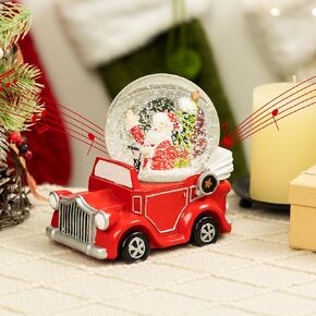 Vintage Red Car with Santa Snowglobe with Music