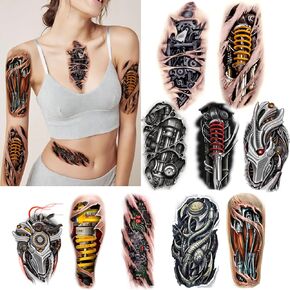 ROARHOWL Very cool machine 3D realistic fake tattoos，wound robot makeup Temporary Tattoos for men women (Design 5)
