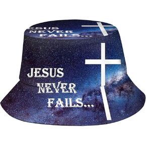 Chirstian Cross Bucket Hats Summer Travel Beach Sun Protection Hats Outdoor Jesus Cross Fisherman Cap for Men Women