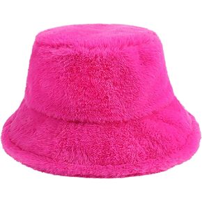Bucket Hats Fuzzy Solid Print Women Men Plush Cap Warm Soft Fisherman Hat Adjustable Winter Spring Autumn