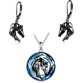 ONEFINITY Horse Necklace/Earring Sterling Silver Origami Horse Pendant Necklace Mothers Day Gifts for Women Wife Girlfriend