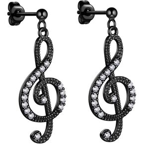 beautlace Women's Musical Note Necklace Silver/18K Gold Black Gun Plated Treble Clef Music Note Jewelry Gifts for Music Lover