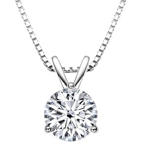 Moissanite Solitaire Pendant Necklace and Moissanite Stud Earrings Set