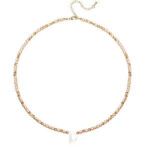 Initial Necklaces for Women Beaded Letter Choker Necklace Trendy 14K Gold Plated Shell Pendant Necklace Simple Jewelry