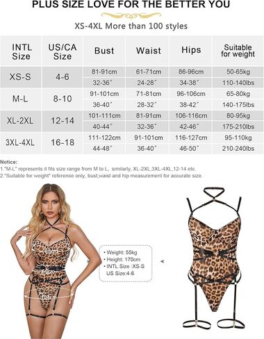 Ohyeahlady النساء ليوبارد تيدي حجم كبير الملابس الداخلية مثير ارتداءها مع حزام الرباط قابل للتعديل الدمى الملابس الداخلية XS-4XL in Kuwait