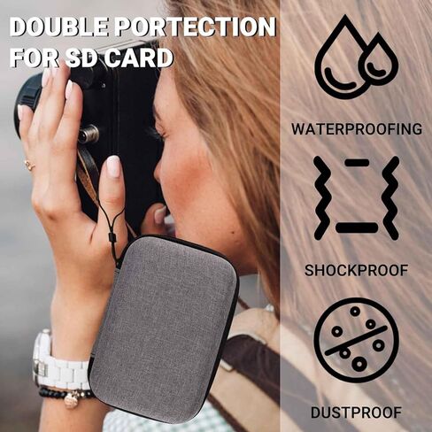 32-Slot black Portable SD Card Holder with 4 Individual Clear Plastic Memory Card Cases, SD Card Case with EVA Nylon Surface, Waterproof and Shockproof SD Card Storage for SD Cards in Saudi Arabia