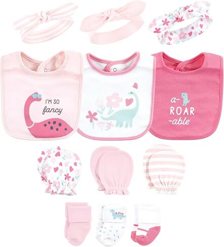 Hudson Baby Baby Girls Caps or Headbands, Bibs, Mittens and Socks 12pc Set, Safari, 0-6 Months in Saudi Arabia
