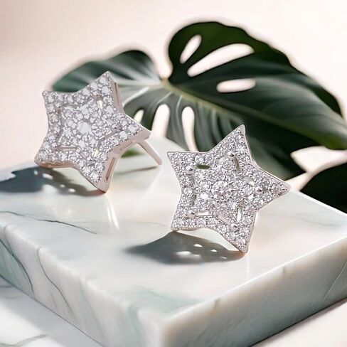 Star Earrings - Silver Star Earrings Hypoallergenic Cubic Zirconia Stud Earrings for Men Women Mens Earrings Stud Bling jewelry Gifts in Kuwait
