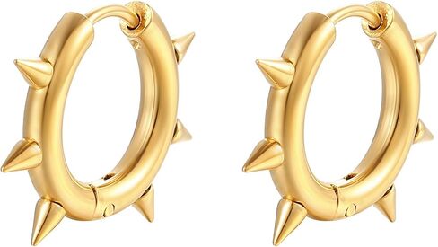 Punk Spike Hoop Earrings Huggie Heart Round Gothic Y2K Emo Grunge Rivet Awl Stud Hoop Earring for Men and Women in Saudi Arabia