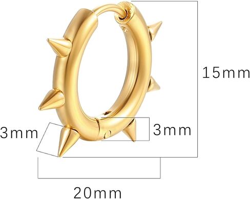 Punk Spike Hoop Earrings Huggie Heart Round Gothic Y2K Emo Grunge Rivet Awl Stud Hoop Earring for Men and Women in Saudi Arabia