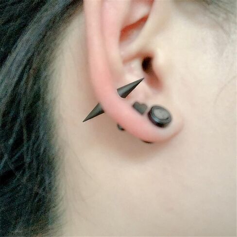 ONLYJUMP 3 Pairs Punk Style Stainless Steel Spike Hoop Earrings Stud Earrings for Men Women Punk Rock Earrings Double Side Spike Rivet Stud Earrings Statement Jewelry in Kuwait