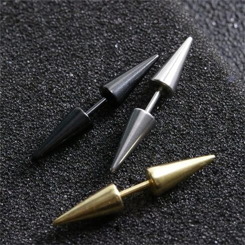 ONLYJUMP 3 Pairs Punk Style Stainless Steel Spike Hoop Earrings Stud Earrings for Men Women Punk Rock Earrings Double Side Spike Rivet Stud Earrings Statement Jewelry in Kuwait