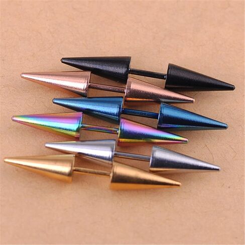 ONLYJUMP 3 Pairs Punk Style Stainless Steel Spike Hoop Earrings Stud Earrings for Men Women Punk Rock Earrings Double Side Spike Rivet Stud Earrings Statement Jewelry in Kuwait