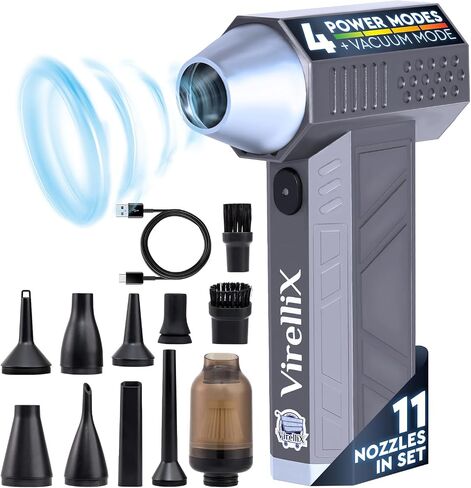 Electric Compressed Air Duster for Computer with Vacuum Mode - 150000RPM Mini Air Blower for Car Detailing - Handheld Blower Cordless Air Pressure Gun - Turbina de Aire Comprimido para Limpiar PC in Saudi Arabia