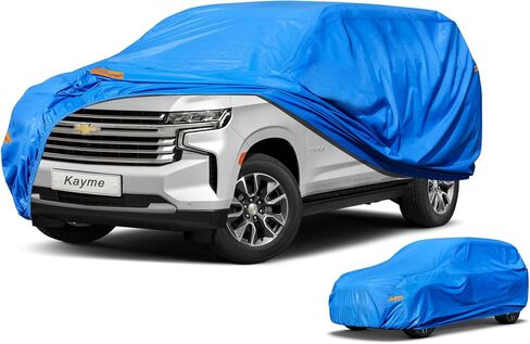 Kayme Heavy Duty Large SUV Car Cover Waterproof All Weather, Outdoor Full Cover Snowproof UV Protection, Universal Fit for GMC Yukon, Chevy Tahoe, Infiniti QX56 QX80, GMC Envoy (206-210 inch, Blue) in Saudi Arabia