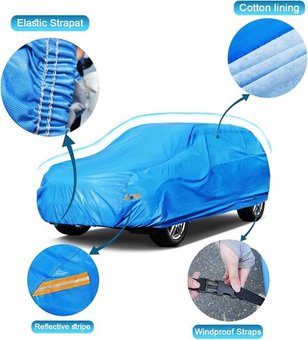 Kayme Heavy Duty Large SUV Car Cover Waterproof All Weather, Outdoor Full Cover Snowproof UV Protection, Universal Fit for GMC Yukon, Chevy Tahoe, Infiniti QX56 QX80, GMC Envoy (206-210 inch, Blue) in Saudi Arabia