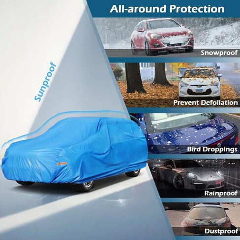 Kayme Heavy Duty Large SUV Car Cover Waterproof All Weather, Outdoor Full Cover Snowproof UV Protection, Universal Fit for GMC Yukon, Chevy Tahoe, Infiniti QX56 QX80, GMC Envoy (206-210 inch, Blue) in Saudi Arabia