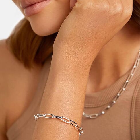 Waitsoul Silver Bracelet for Women 3mm Diamond-Cut Paperclip Chain Bracelet for Men 6.5/7/7.5/8/8.5/9 Inch in Kuwait