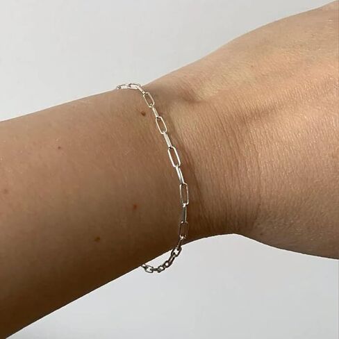 Waitsoul Silver Bracelet for Women 3mm Diamond-Cut Paperclip Chain Bracelet for Men 6.5/7/7.5/8/8.5/9 Inch in Kuwait