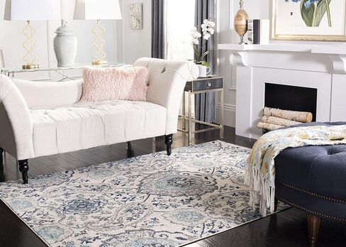سجادة منطقة مجموعة SAFAVIEH Madison - 5'3" x 7'6"، كريمي ورمادي فاتح، تصميم Boho Chic Glam Paisley، لا يتساقط ويسهل العناية به، مثالي للمناطق ذات حركة المرور العالية في غرفة المعيشة وغرفة النوم (MAD600C) in Saudi Arabia