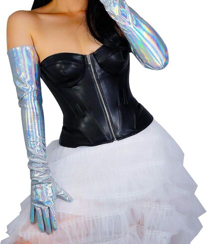 DooWay Opera Leather Gloves Women Sholder Length 28" Patent PU Wet Look for Cosplay Costume Party in Kuwait