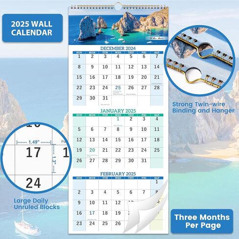 Wall Calendar 2024-2025 - Monthly Calendar July 2024 - December 2025, 14.8 x 11.4 Inches, 2024-2025 Wall Calendar with Julian Date, Perfect for Organizing in Saudi Arabia