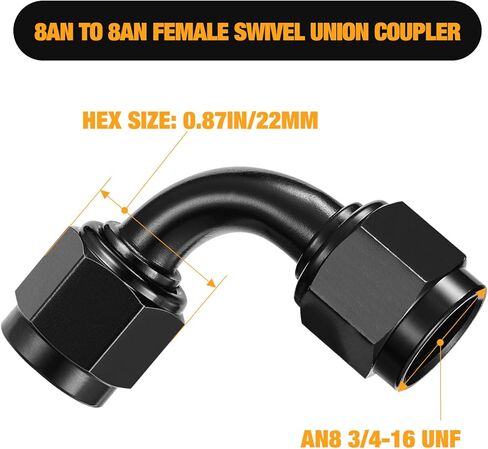 6AN Female to 6AN Female 90 Degree Swivel Coupler Union Fitting Adapter Aluminum 2 pcs in Saudi Arabia